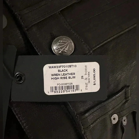 Brand new Rag & Bone Wren Leather High Rise Slim Pants Size 29 - Picture 11 of 13
